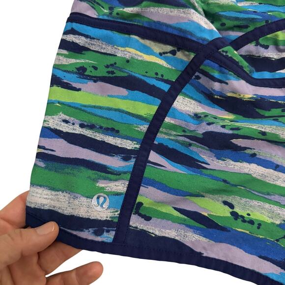 Lululemon Tracker Shorts 7 Wonders Blue pattern print running shorts sz 6 - Picture 8 of 9